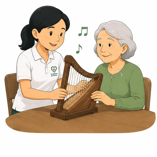 Musicoterapia com arpa de mesa